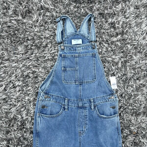 Old Navy Slouchy Straight Non Stretch Denim Jean Overalls Cotton Womens XL 14-16
